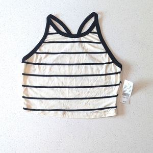 Me to We Black and White Striped Tank Top